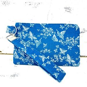 Handmade Mini Purse Butterfly Blue Floral Print